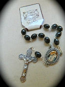 Mary of Good Success Black Wood Bead Auto Rosary
