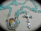 Mary of Good Success Aqua Bead Rosary